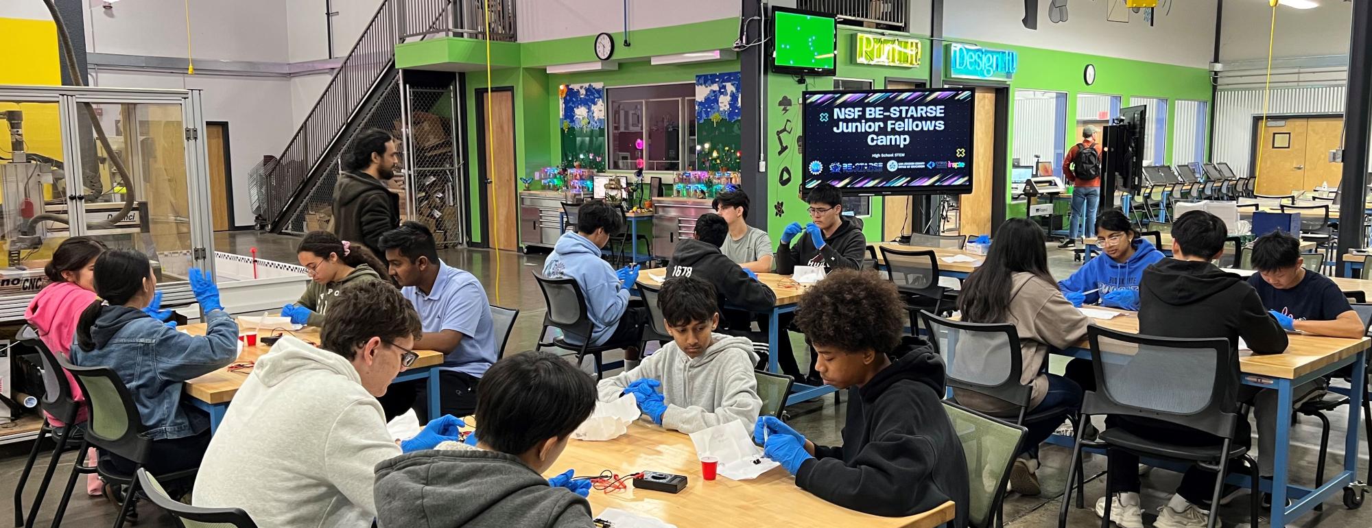Middle school students collaborate on STEM projects in a makerspace