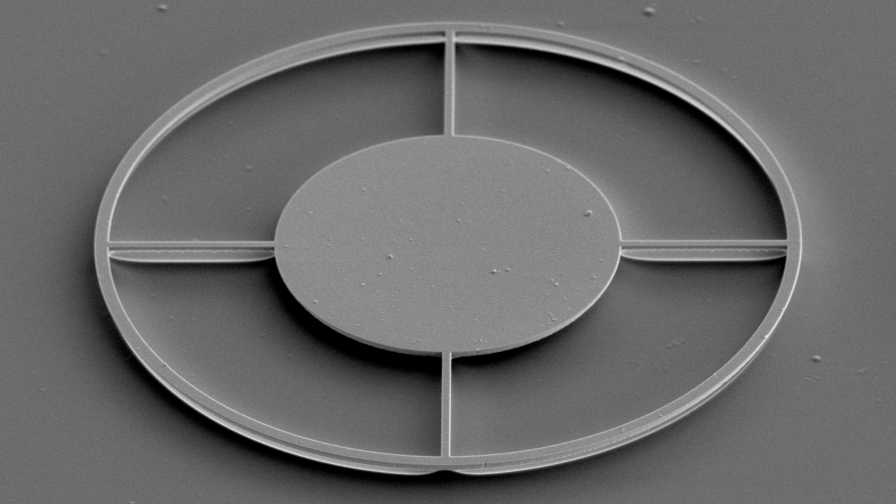 A recessed shape that resembles a car wheel