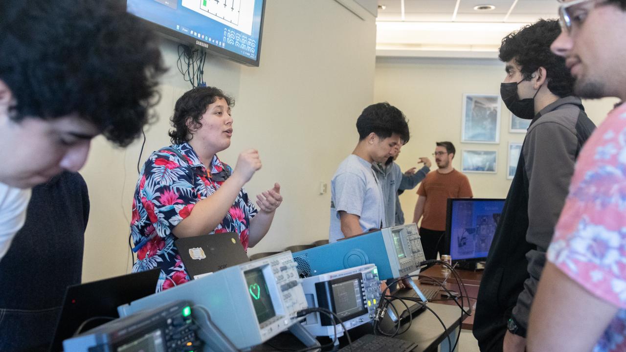 UC Davis students at Picnic Day 2023 indoors