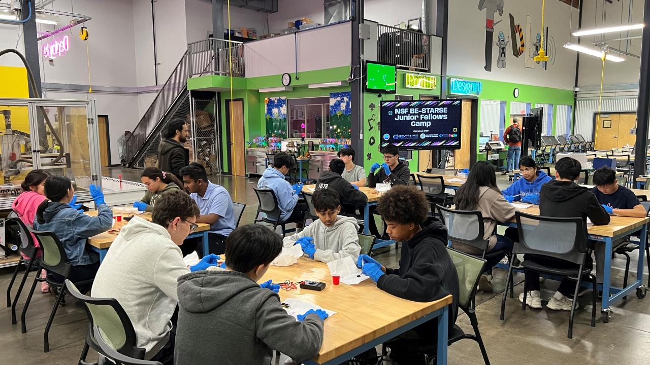 Middle school students collaborate on STEM projects in a makerspace