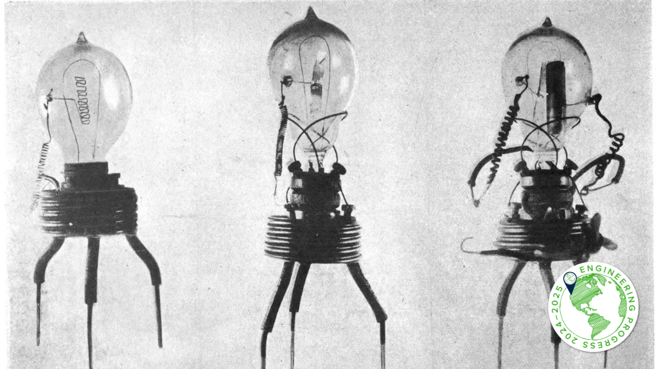 A black and white photo of the first prototype of the Fleming valve