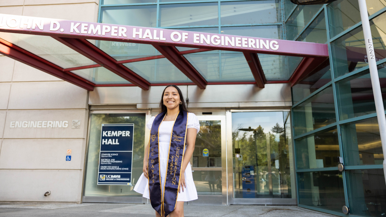 vanessa liera grad photo in front of kemper hall