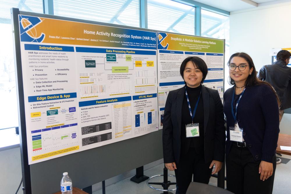 Students pose with their research poster