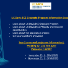 Grad Info Session Flyer, blue background, white and yellow text