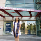 vanessa liera grad photo in front of kemper hall